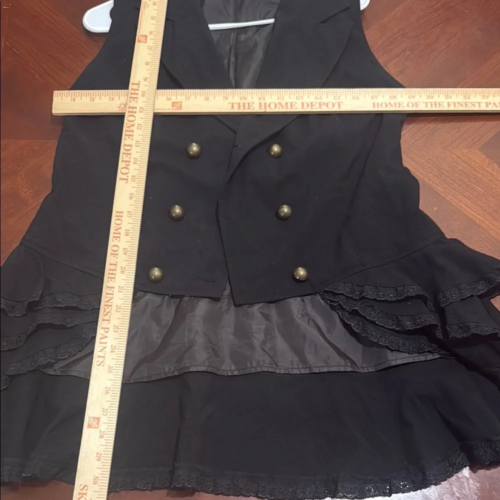 Spin doctor Black Ruffled Tiered Steampunk Blazer goth witchy Beatrice waistcoat - Picture 13 of 14
